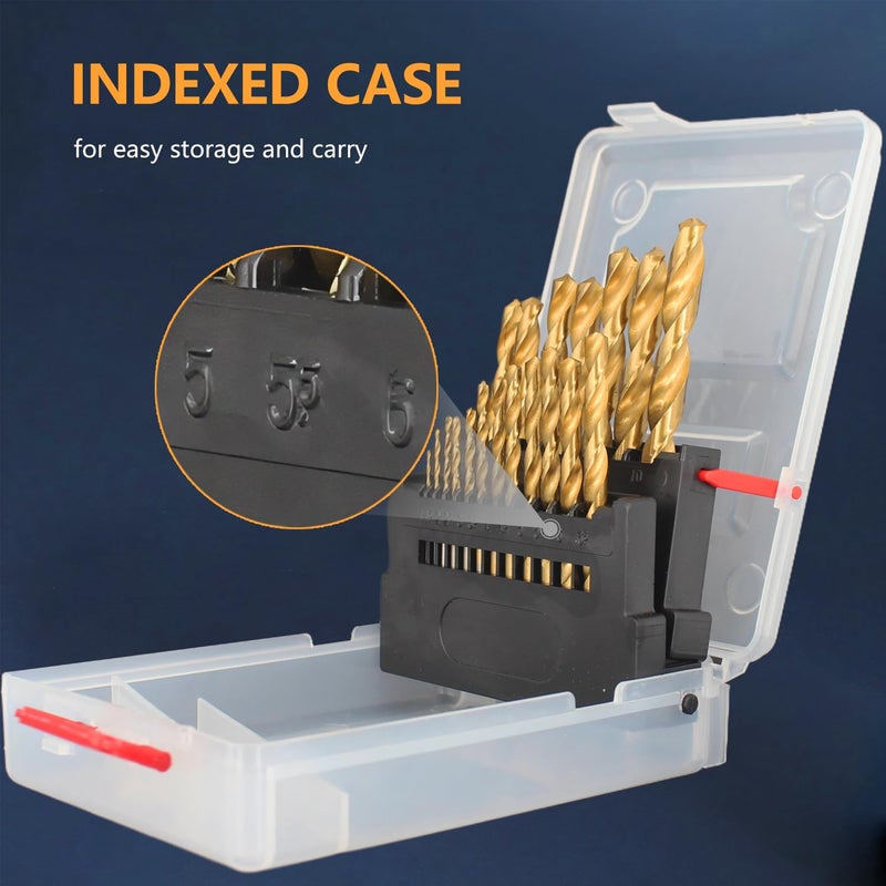 Hymnorq Metric Jobber Twist Drill Bits Set of 19pcs, 1.0 to 10mm by 0.5mm, Titanium Coated HSS, Straight Shank and Convinient Index Case for Wood Plastic and Soft Metal Sheet - Image 5